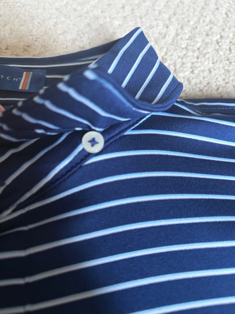 Stitch polo short sleeve shirt Bleeker Stripe M/L Navy Blue - Picture 8 of 13